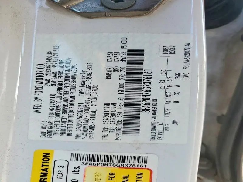 2016 FORD FUSION SE  