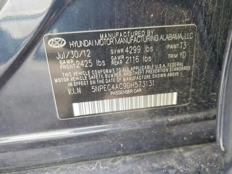 2013 HYUNDAI SONATA LIMITED  