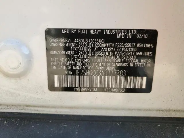 2010 SUBARU FORESTER 2.5X PREMIUM  