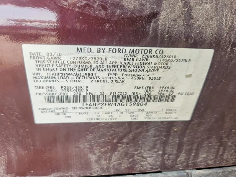 2010 FORD TAURUS LIMITED  