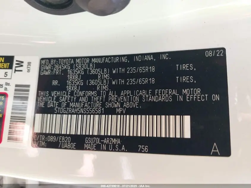 2022 TOYOTA HIGHLANDER XLE
