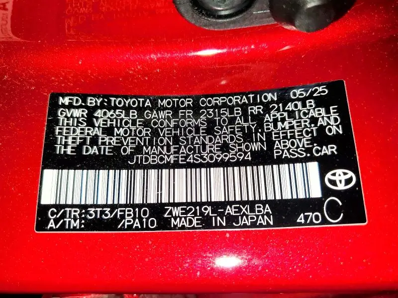 2025 TOYOTA COROLLA   