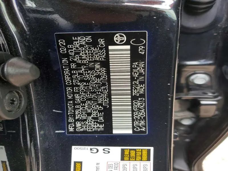 2020 TOYOTA COROLLA LE  