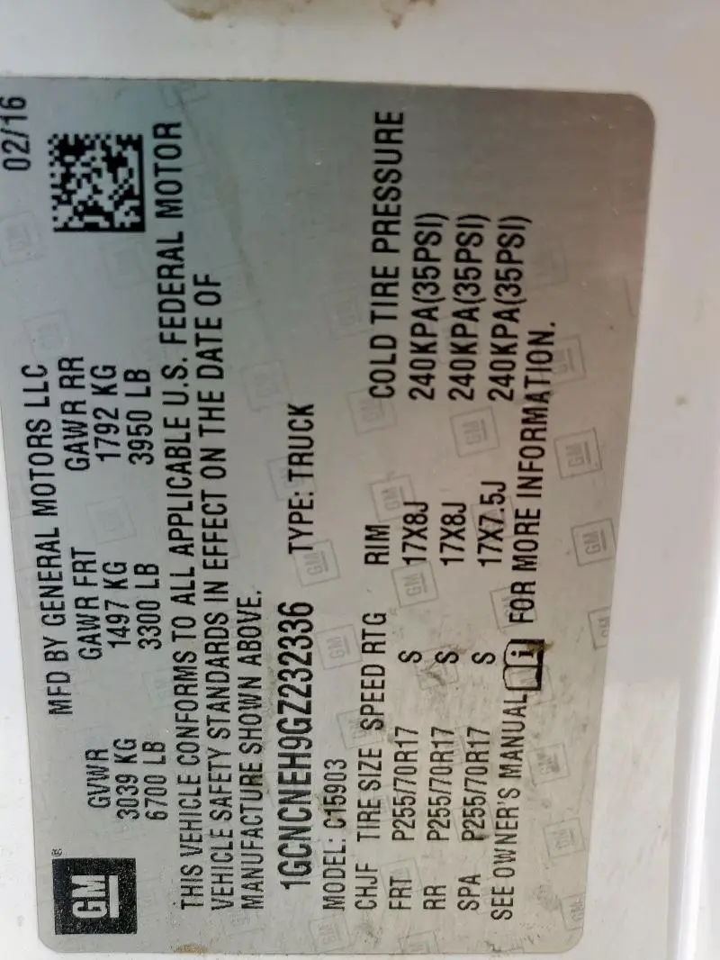 2016 CHEVROLET SILVERADO C1500  