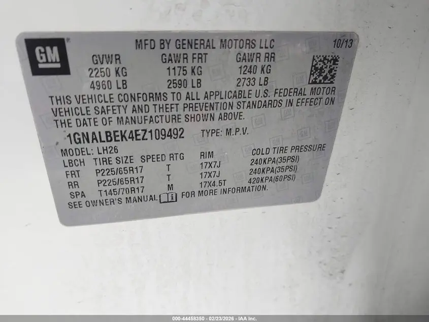 2014 CHEVROLET EQUINOX 1LT