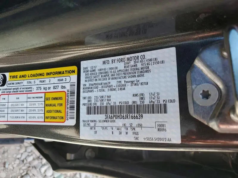 2018 FORD FUSION SE  
