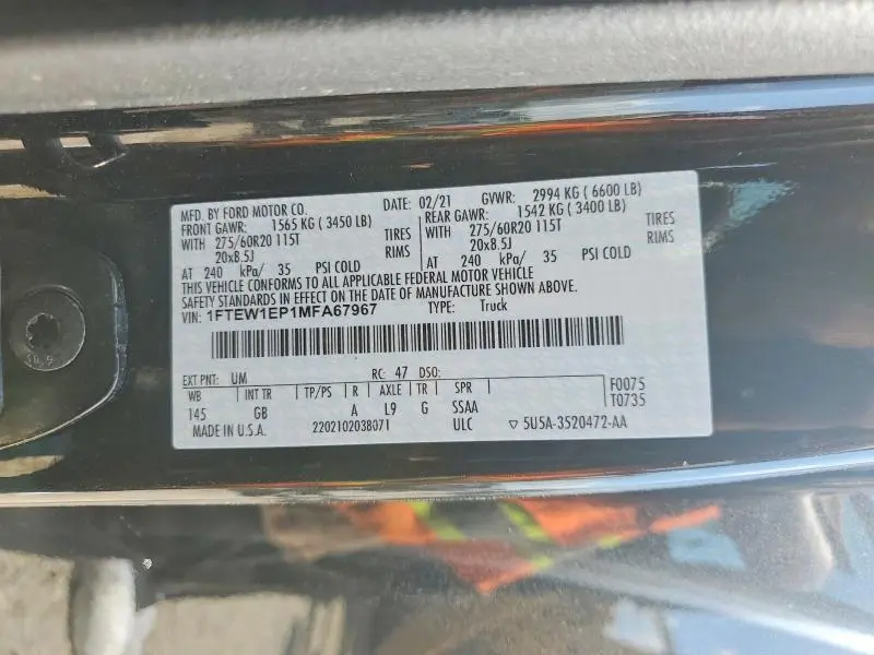 2021 FORD F150 SUPERCREW  