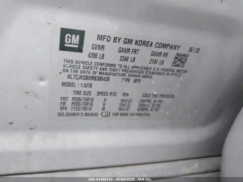 2021 CHEVROLET TRAX FWD LS