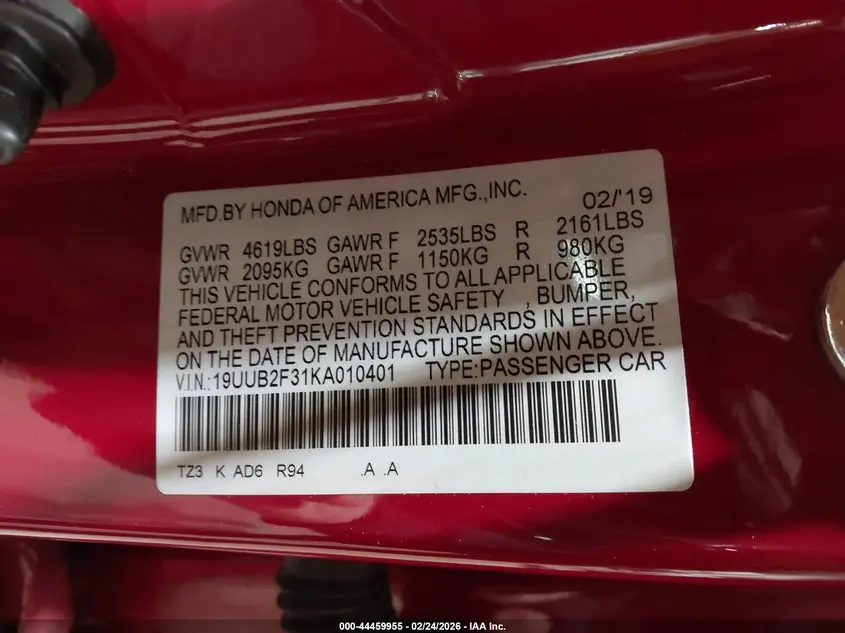 2019 ACURA TLX STANDARD