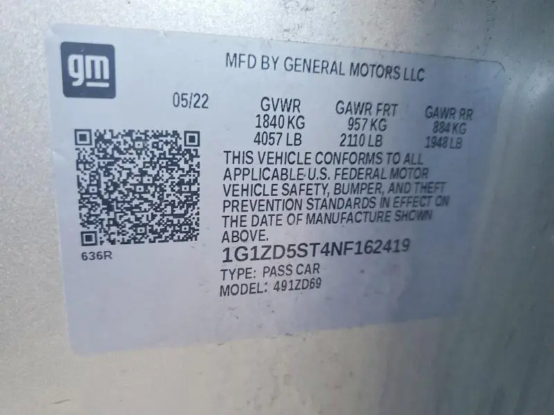 2022 CHEVROLET MALIBU LT  