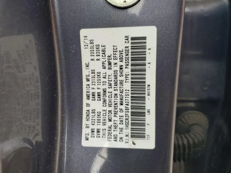 2015 HONDA ACCORD SPORT  