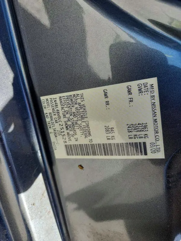 2020 NISSAN ALTIMA 2.5 S  