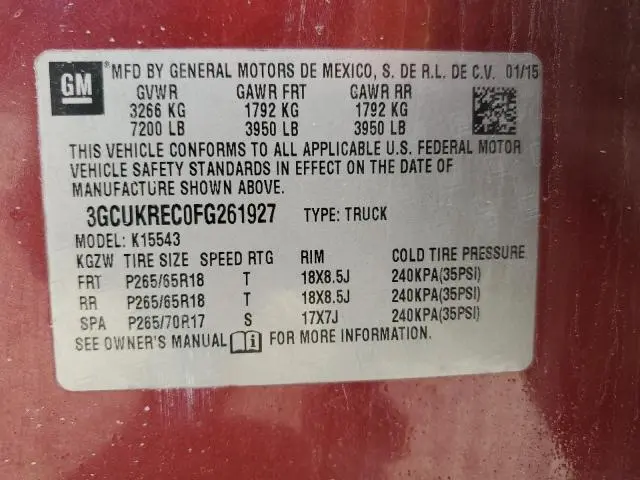2015 CHEVROLET SILVERADO K1500 LT  