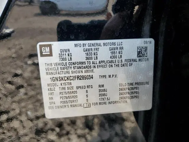 2015 CHEVROLET TAHOE K1500 LTZ  