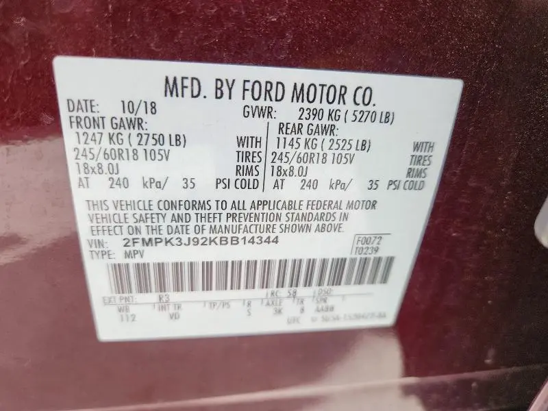 2019 FORD EDGE SEL  