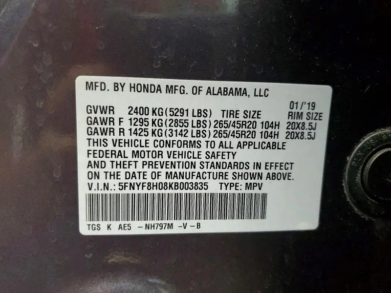 2019 HONDA PASSPORT ELITE  