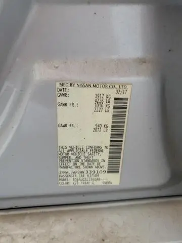 2017 NISSAN ALTIMA 2.5  