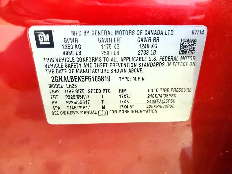 2015 CHEVROLET EQUINOX LT  