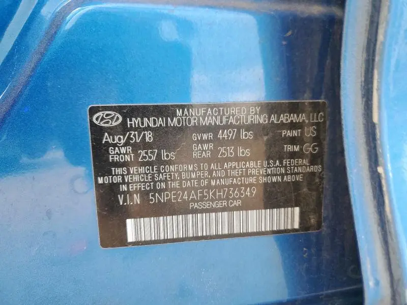 2019 HYUNDAI SONATA SE  