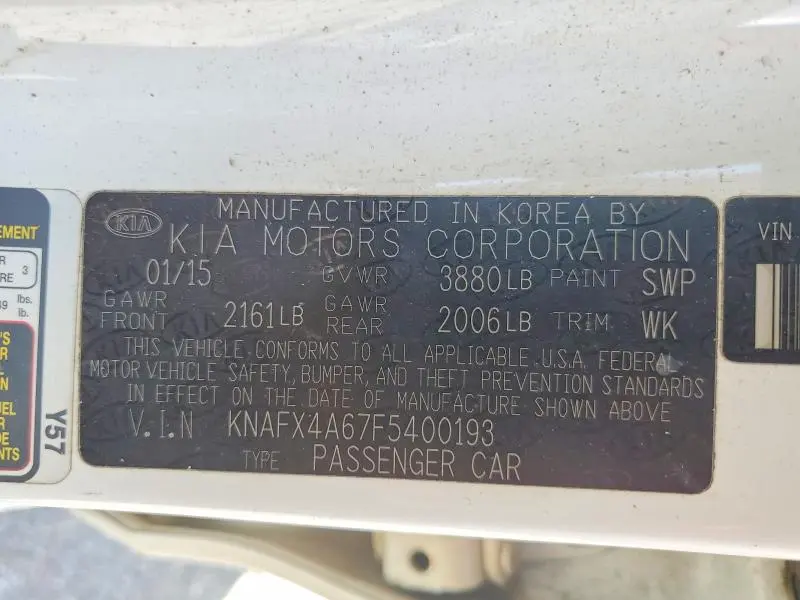 2015 KIA FORTE LX  