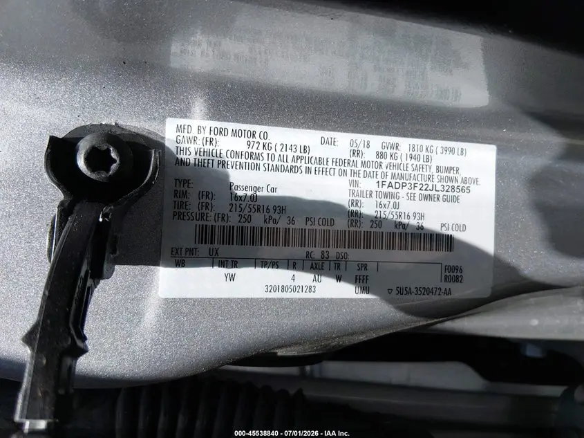 2018 FORD FOCUS SE