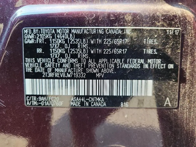 2018 TOYOTA RAV4 XLE  