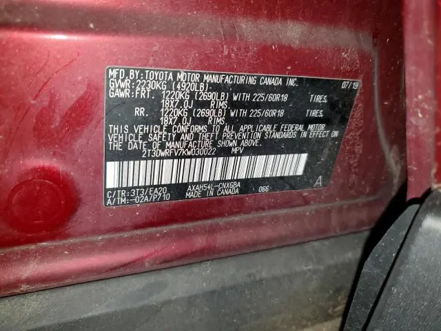 2019 TOYOTA RAV4 LIMITED  