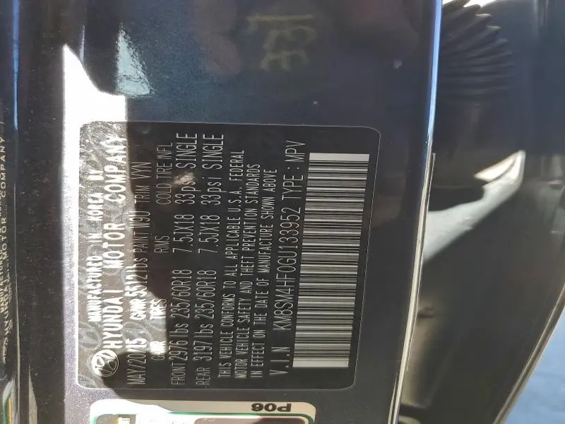 2016 HYUNDAI SANTA FE SE  