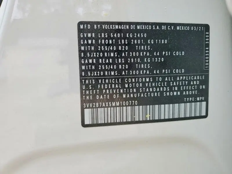 2021 VOLKSWAGEN TIGUAN SE  