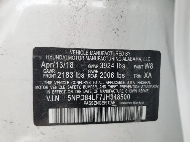 2018 HYUNDAI ELANTRA SEL  