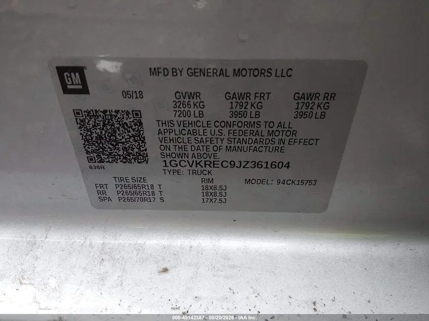 2018 CHEVROLET SILVERADO 1500 2LT