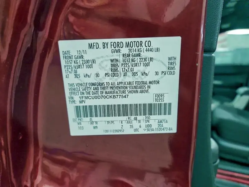 2012 FORD ESCAPE XLT  