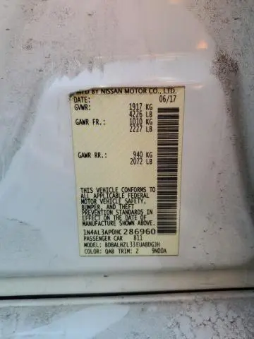 2017 NISSAN ALTIMA 2.5  