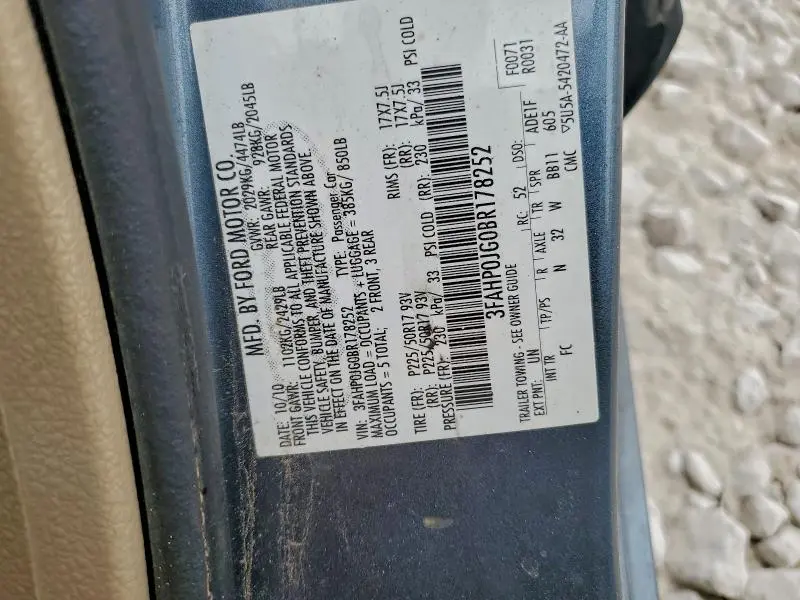 2011 FORD FUSION SEL  