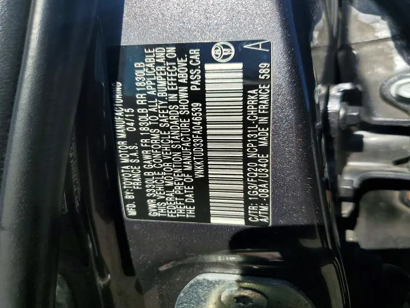 2015 TOYOTA YARIS 5-DOOR L  