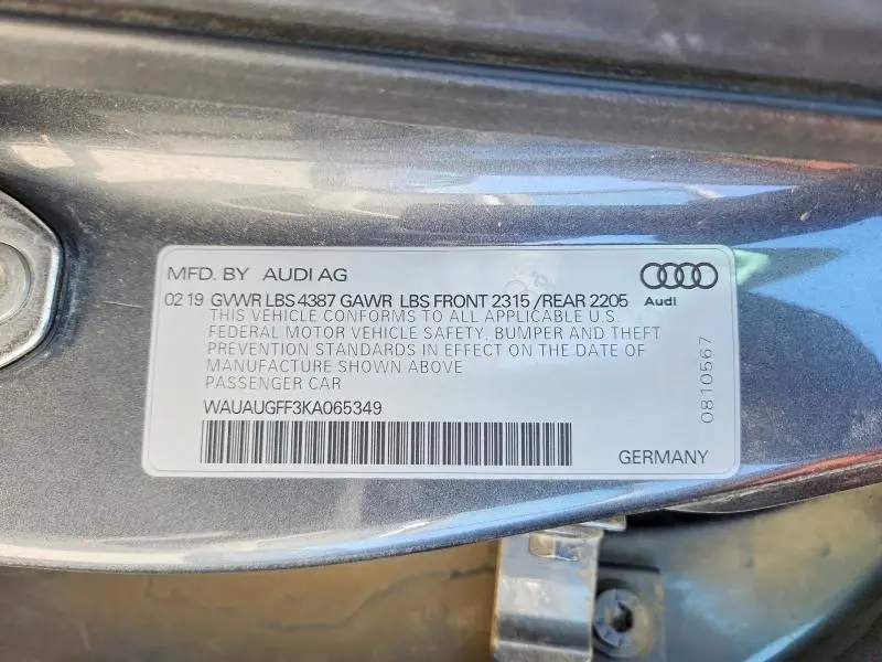 2019 AUDI A3 PREMIUM  