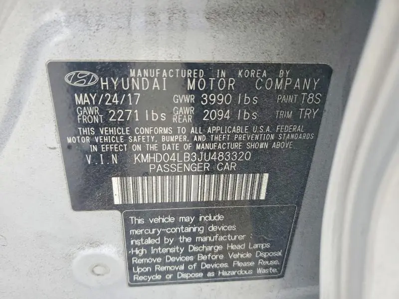 2018 HYUNDAI ELANTRA SPORT  