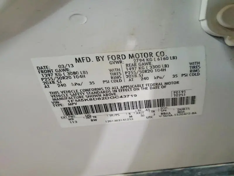 2013 FORD EXPLORER XLT  