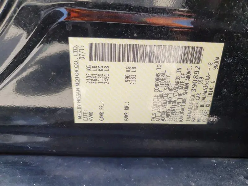 2016 NISSAN MAXIMA PLATINUM  
