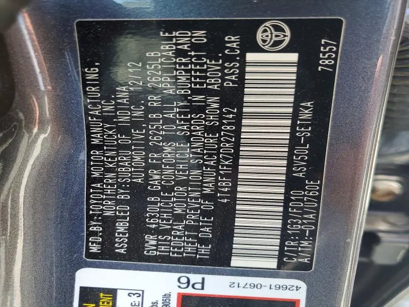 2013 TOYOTA CAMRY LE  