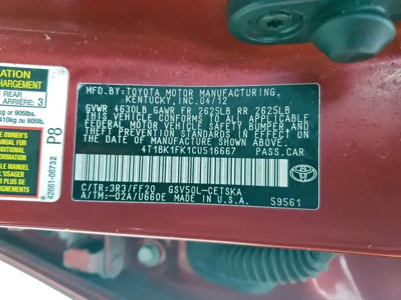 2012 TOYOTA CAMRY SE  