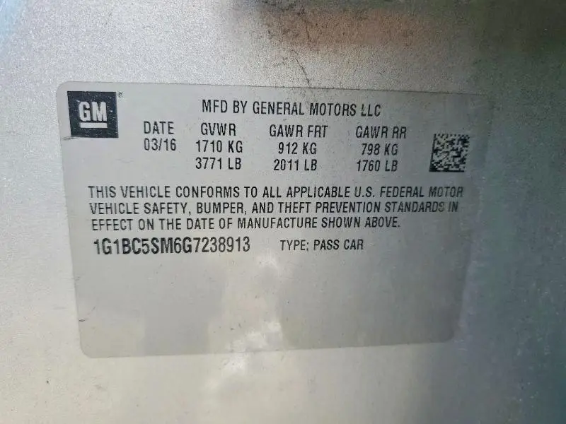 2016 CHEVROLET CRUZE LS  