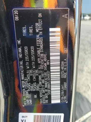 2020 TOYOTA HIGHLANDER PLATINUM  