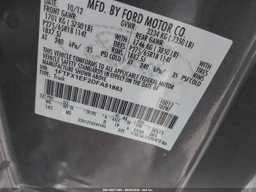 2013 FORD F-150 XLT