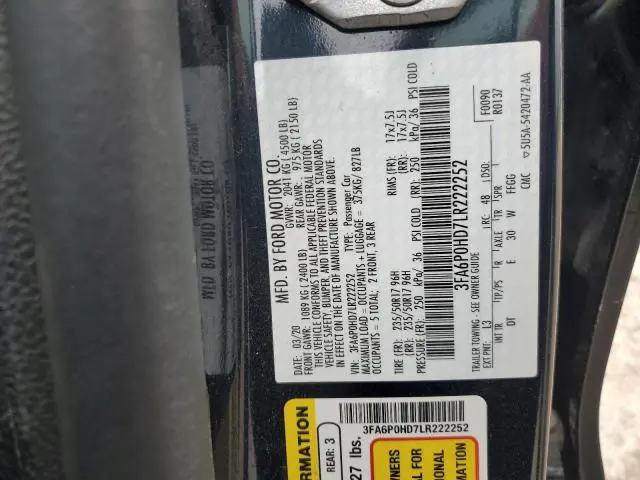 2020 FORD FUSION SE  