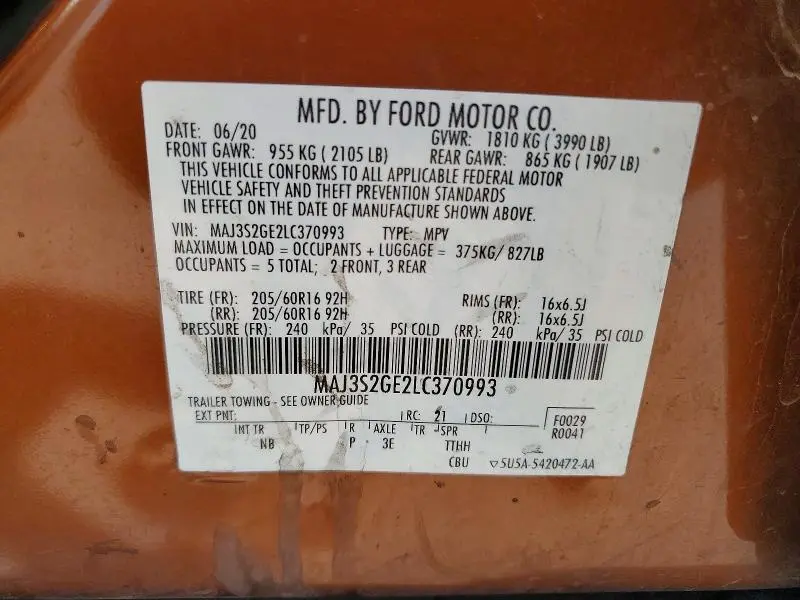 2020 FORD ECOSPORT SE  