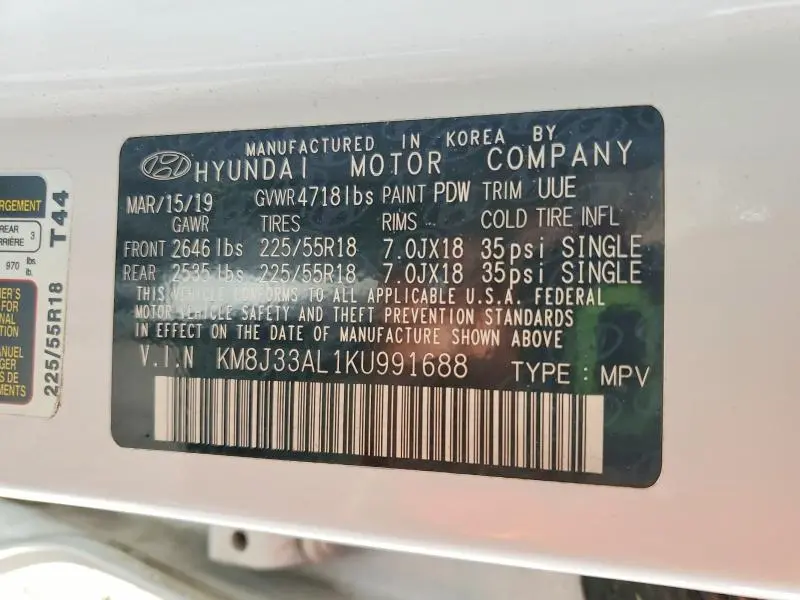 2019 HYUNDAI TUCSON LIMITED  