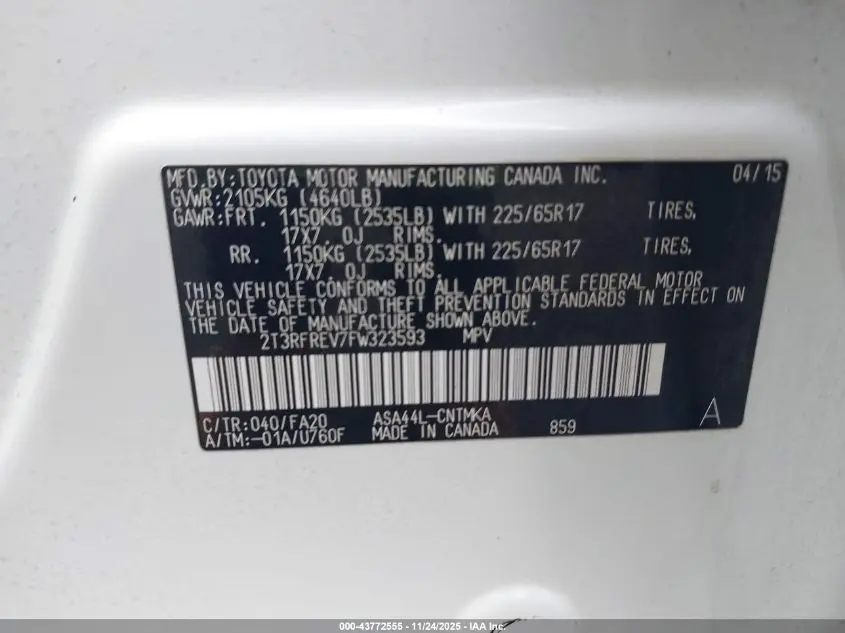 2015 TOYOTA RAV4 XLE