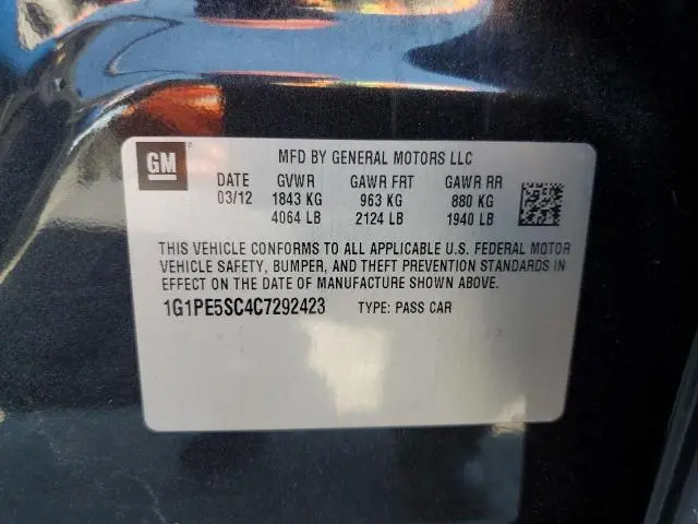 2012 CHEVROLET CRUZE LT