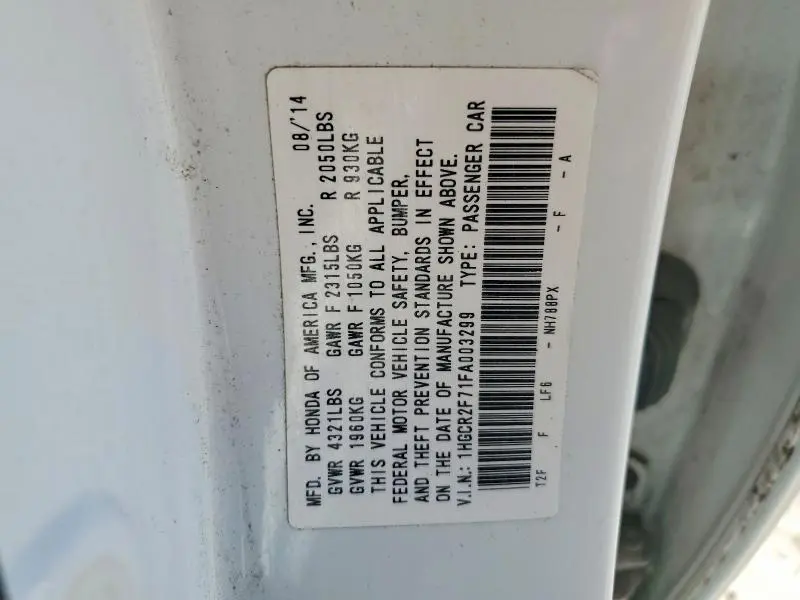2015 HONDA ACCORD EX  